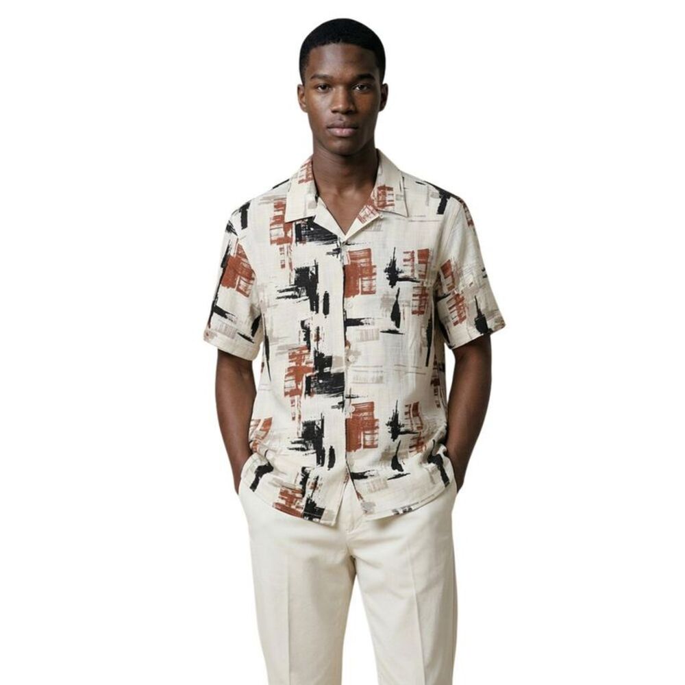 Antony Morato Beige Viscose Shortsleeve Men's Shirt